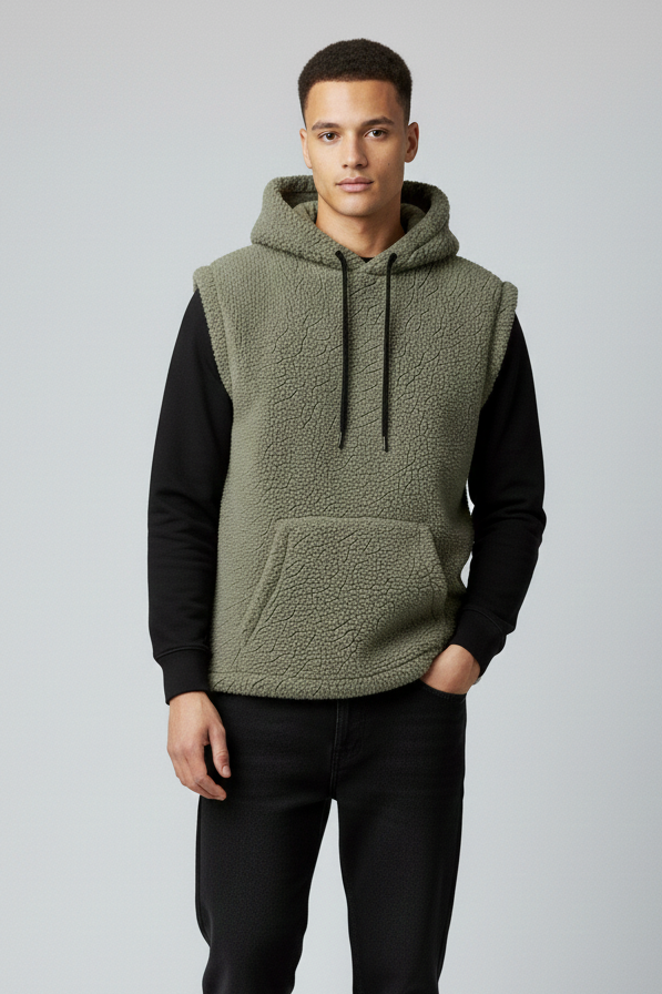 Sleeve-less Pull over Hoodie