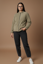 Olive Zip-Front Bomber Jacket