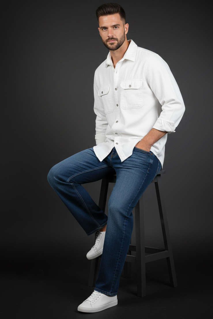 Double Pocket Classic White Shirt.