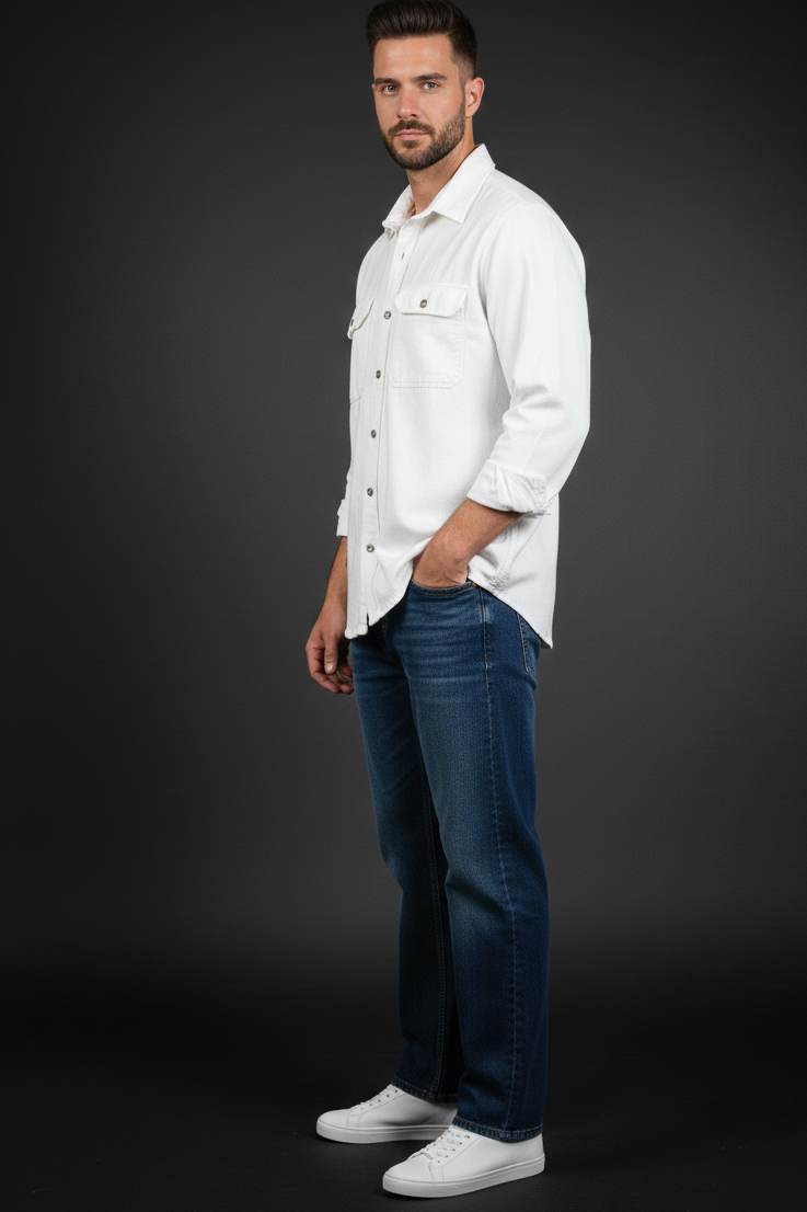 Double Pocket Classic White Shirt.