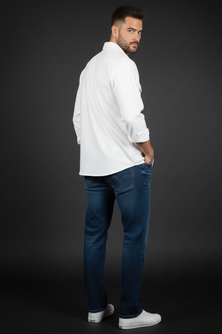 Double Pocket Classic White Shirt.