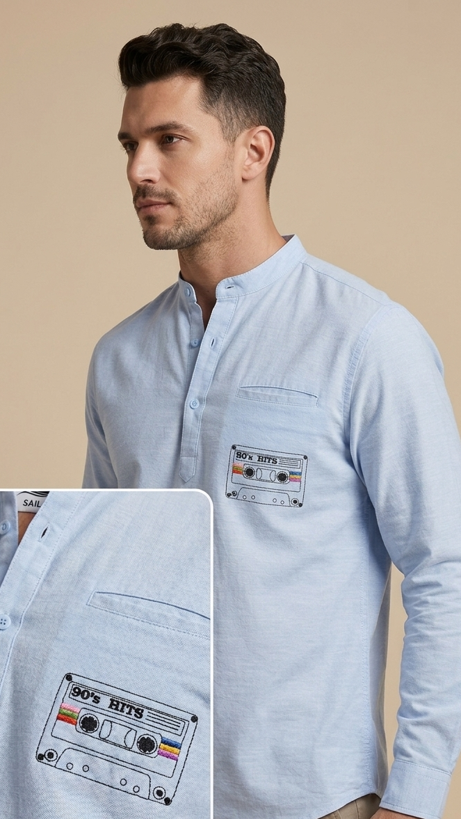 Premium linen shirt_ 90's hit cassette