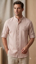 Premium linen shirt_Anchor embroidery