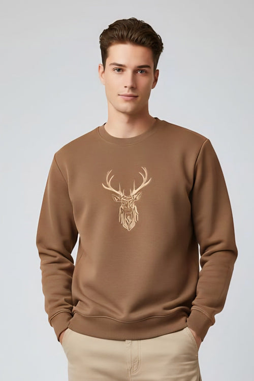 Deer Embroidery sweat shirt