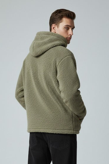 Olive sherpa pull over hoddie