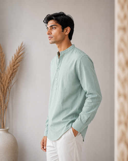 Chinese collar kurta shirt _linen