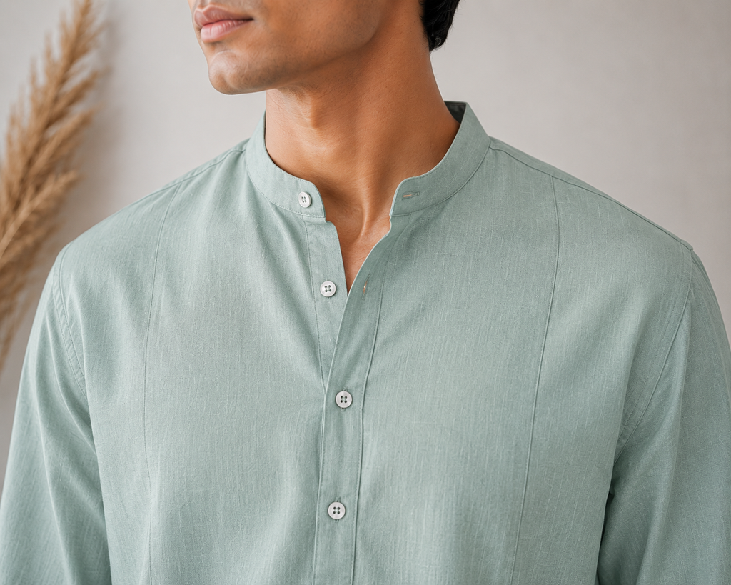 Chinese collar kurta shirt _linen