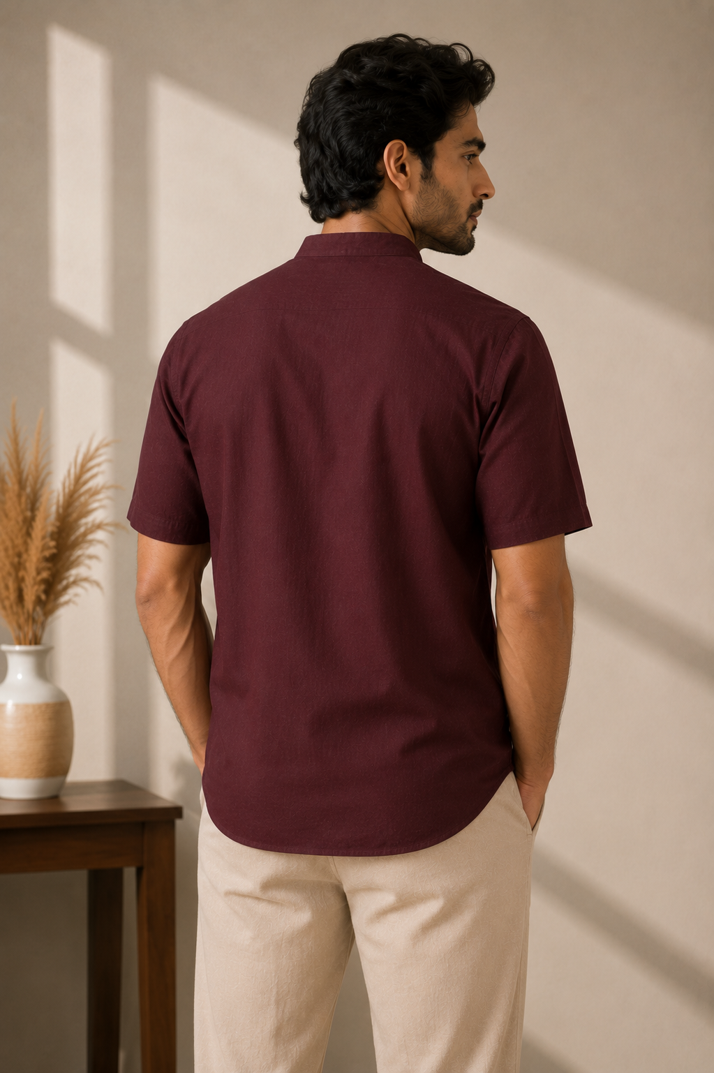 Cotton linen kurta half sleeve shirt