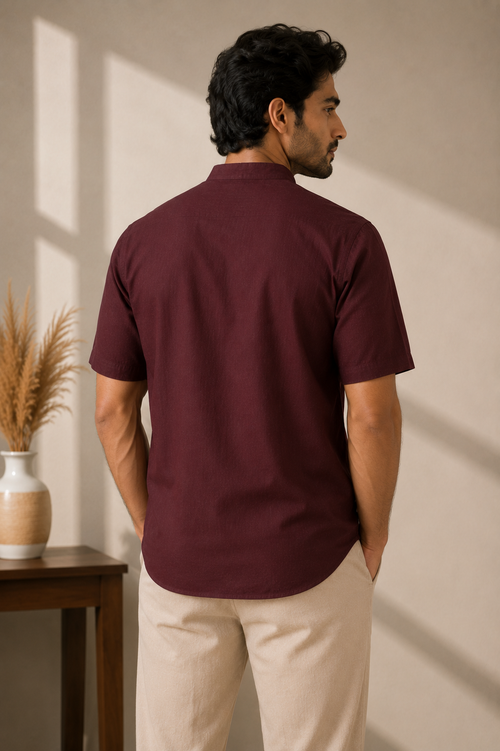 Cotton linen kurta half sleeve shirt