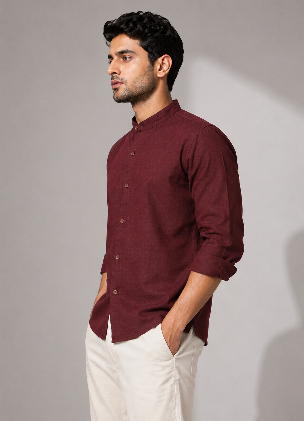 Chinese collar premium linen shirt