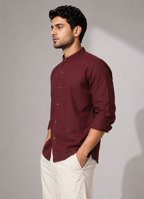 Chinese collar premium linen shirt