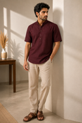 Cotton linen kurta half sleeve shirt