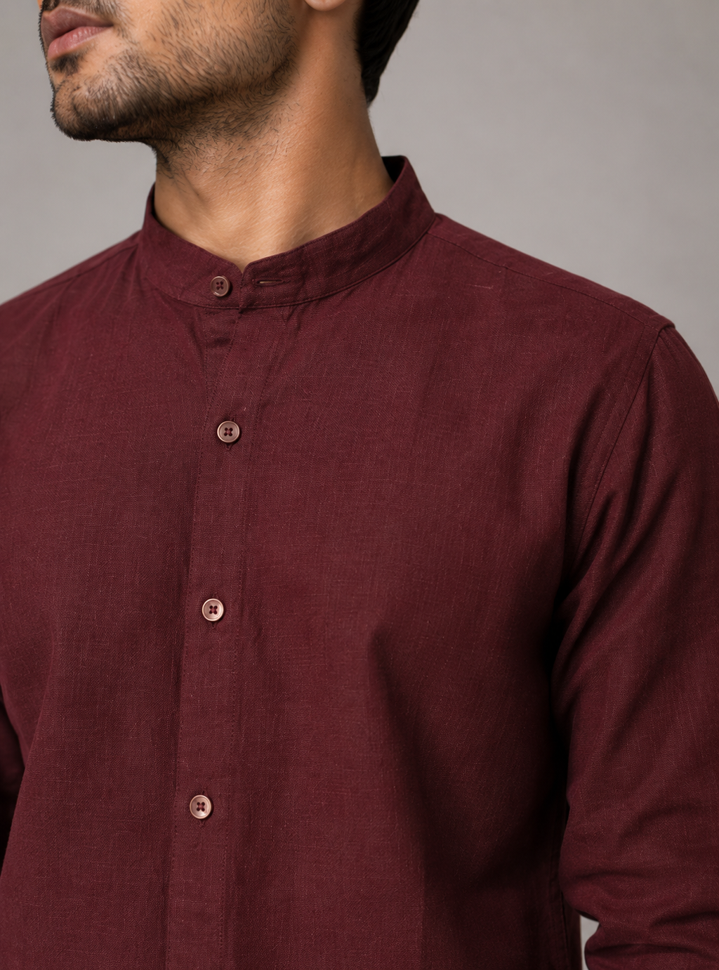 Chinese collar premium linen shirt