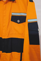 Alpha orange and navy blue 100% cotton boiler suit