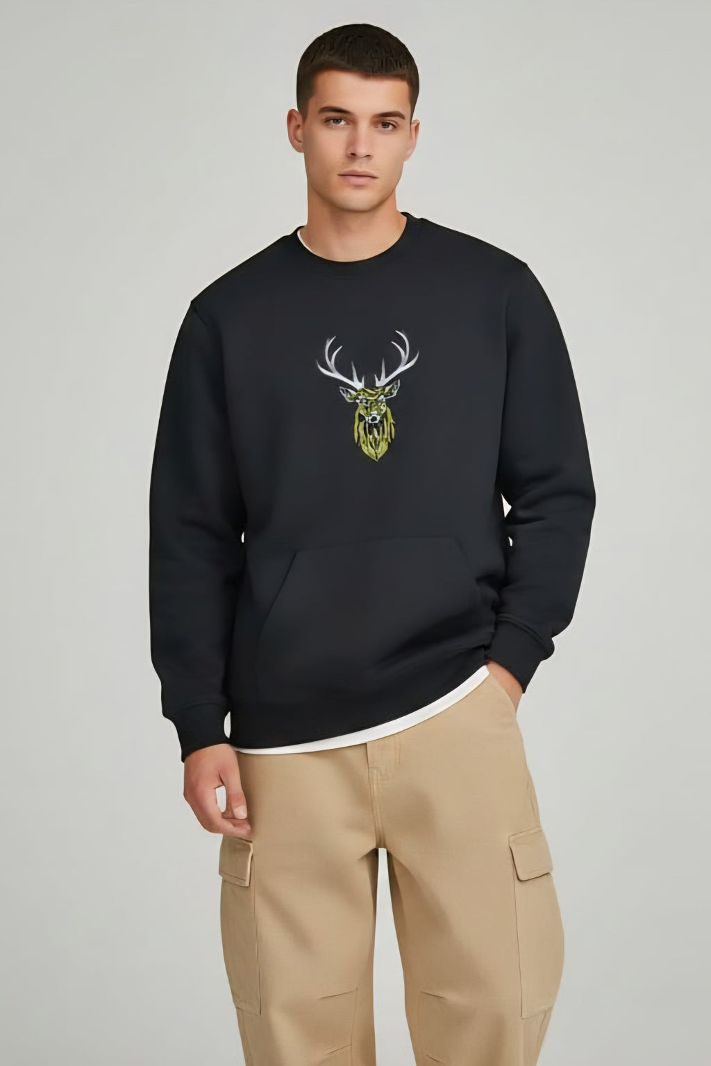 Deer Embroidery sweat shirt