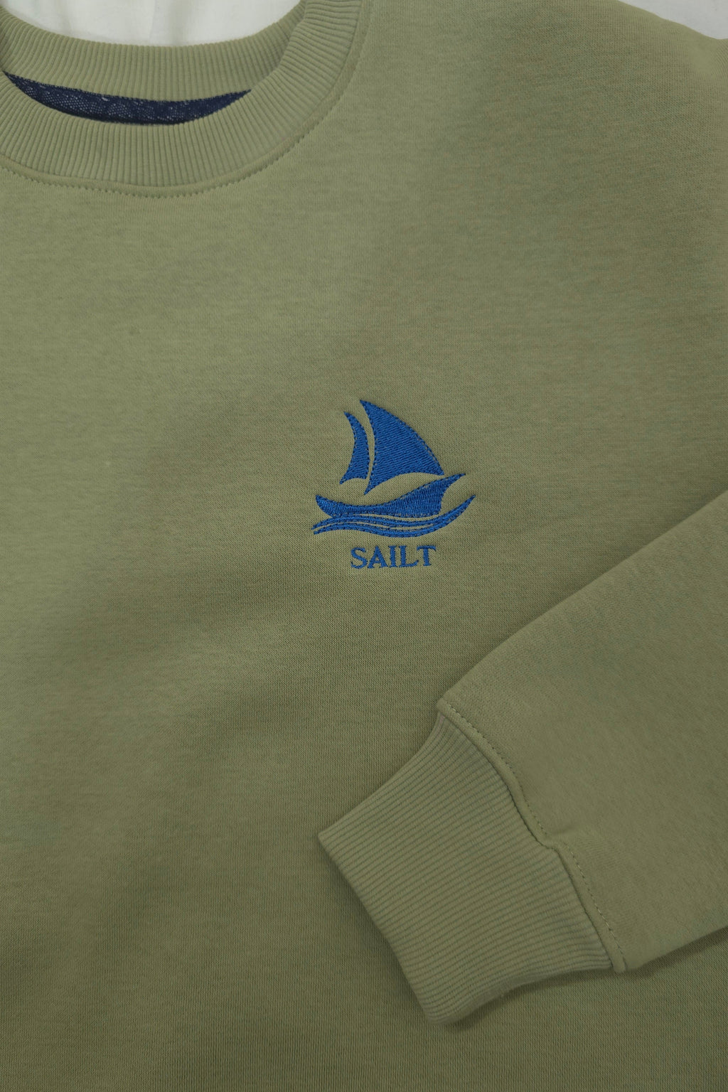 Sweatshirt with Sailt Boat logo embroidery design