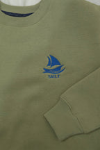 Sweatshirt with Sailt Boat logo embroidery design