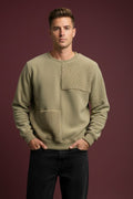 Olive Green panelled Sweatshirt