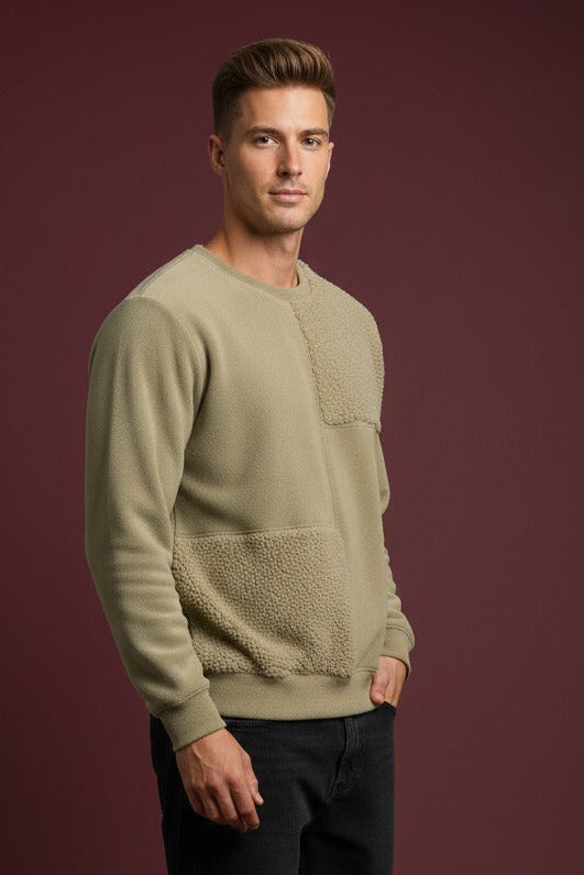 Olive Green panelled Sweatshirt