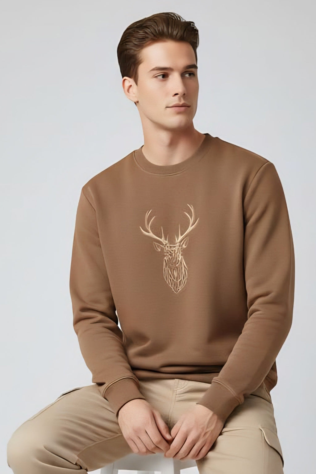 Deer Embroidery sweat shirt